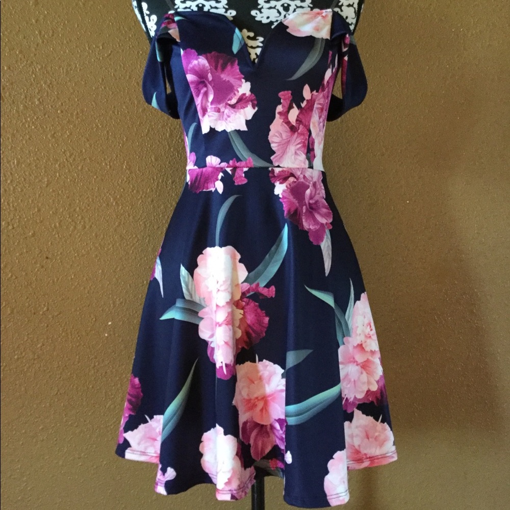 Floral Cold shoulder dress.